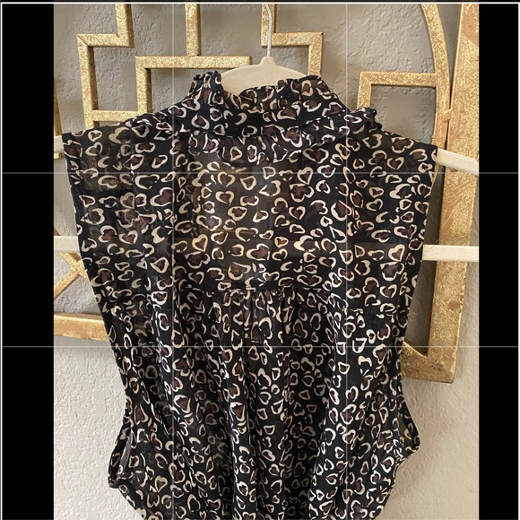 Chiffon Blouse w/ Tie Waist & Ruffle Neckline - Picture 6 of 8